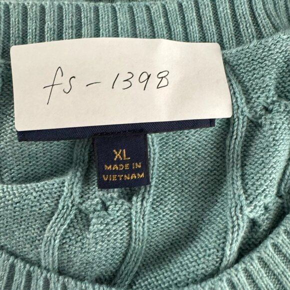 Brooks Brothers Supima Cotton Sweater Mens XL Cable Knit Blue Crewneck FS-1398 - Picture 2 of 7